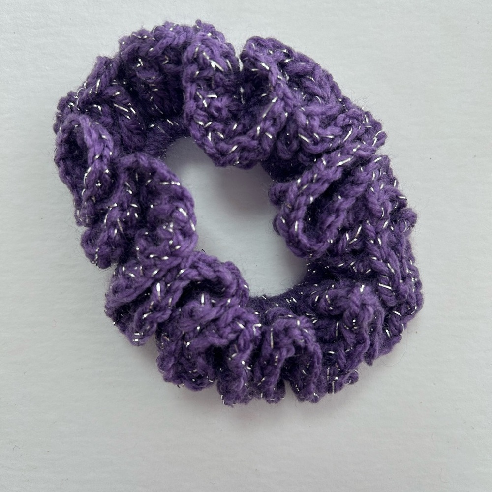 Elegant Purple Crochet Hair Scrunchie